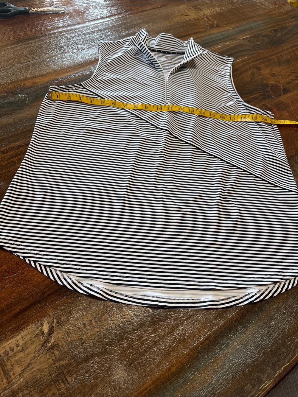 Tommy Bahama Black & White Striped Sleeveless Mock Neck Top - Picture 3 of 13
